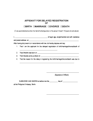 Affidavit for Delayed Registration