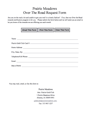 Prairie Meadows Over The Road Request Form