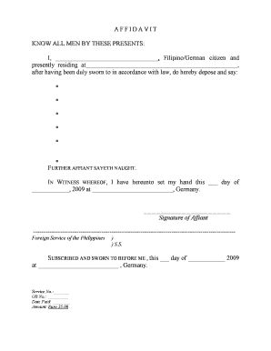 Affidavit for Filipino Citizen in Germany