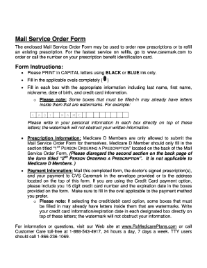 CVS Caremark Mail Service Order Form