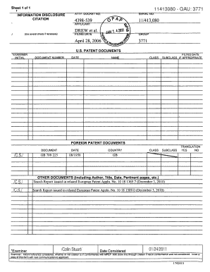 US Patent Information Disclosure Statement