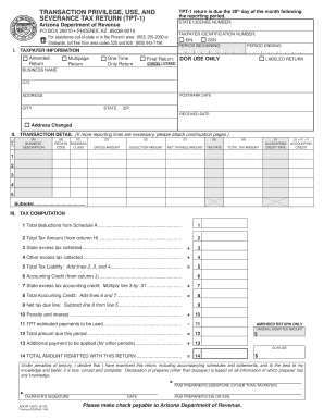 Arizona Transaction Privilege, Use, and Severance Tax Return (TPT-1)