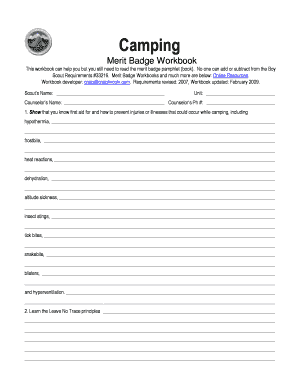 Camping Merit Badge Workbook