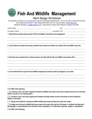 Fish and Wildlife Management Merit Badge Workbook