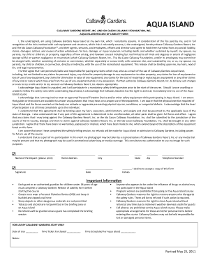 Aqua Island Release of Liability Form