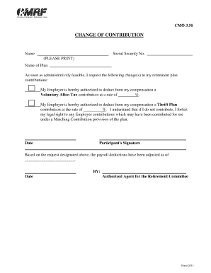 Change of Contribution Form