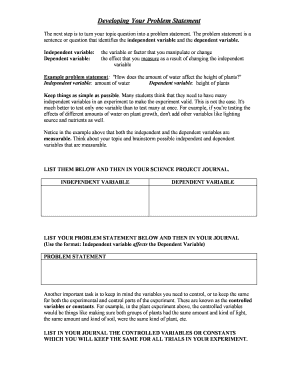 Science Project Problem Statement Guide