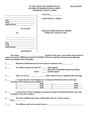 Request for Affidavit Order