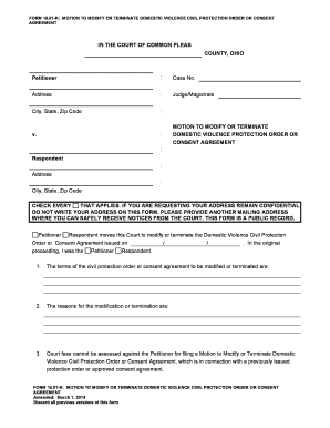 Motion to Modify or Terminate Domestic Violence Civil Protection Order