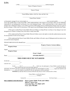Pierce County Sewer Bill Authorization Form