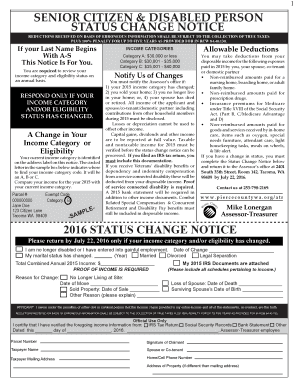 Senior Citizen & Disabled Person Status Change Notice