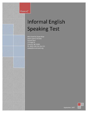 Informal English Speaking Test Form C