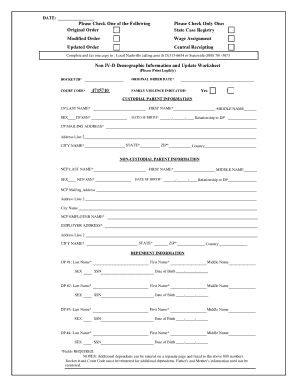 Non IV-D Demographic Information and Update Worksheet