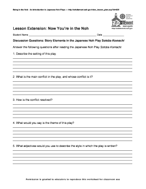 Noh Play Worksheet