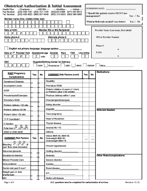 Obstetrical Authorization Form