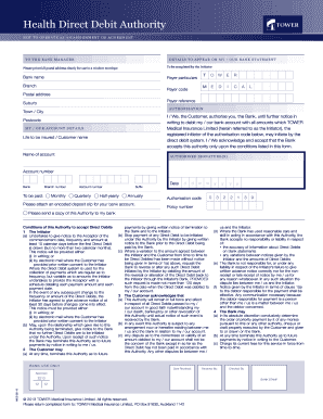 Health Direct Debit Authority Form