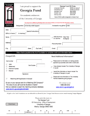 University of Georgia Donation Form