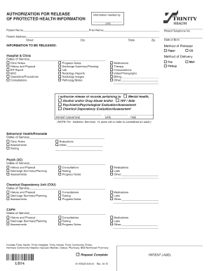 Authorization for Release of Protected Health Information