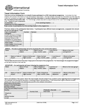 CISV International Travel Information Form