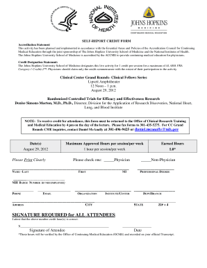 Self-Report Credit Form for Medical Education