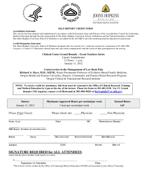 Self-Report Credit Form