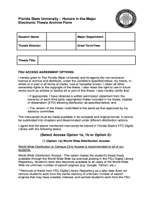 Florida State University Honors Thesis Archive Form