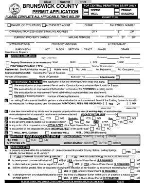 Brunswick County Septic Zoning Well Building Permit Application
