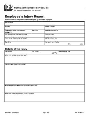Employee's Injury Report Form