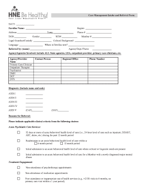 Care Management Intake and Referral Form