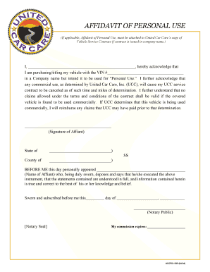 Affidavit of Personal Use