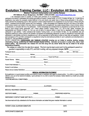 Medical Treatment Authorization and Liability Release