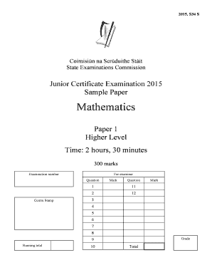 Junior Certificate Mathematics Sample Paper