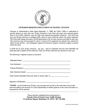 Extension Request for Traffic Citation Payment