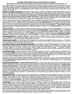 Colorado Real Estate Errors and Omissions Insurance Enrollment