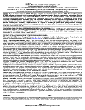 Colorado Real Estate E&O Insurance Enrollment Form
