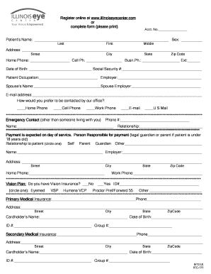 Illinois Eye Center Patient Registration Form