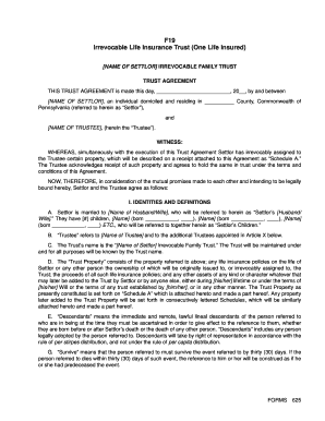 Irrevocable Life Insurance Trust Agreement