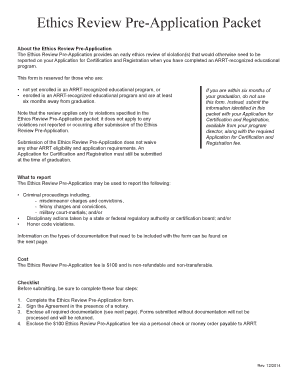 Ethics Review Pre-Application Packet