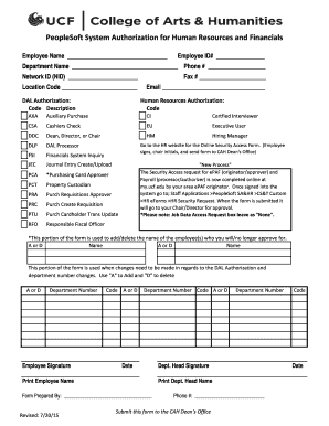 PeopleSoft System Authorization Form