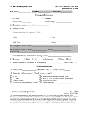 SCSEP Participant Form