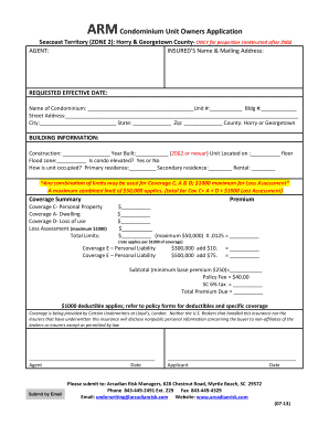 Condominium Unit Owners Insurance Application