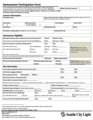 Homeowner Participation Form for Ductless System Installation
