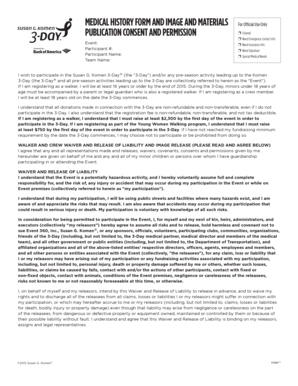 Susan G. Komen 3-Day Waiver and Consent Form
