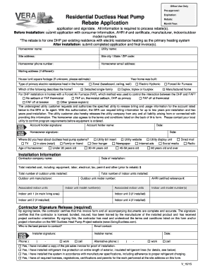 Residential Ductless Heat Pump Rebate Application