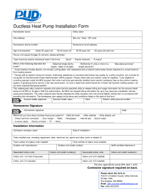 Ductless Heat Pump Installation Form