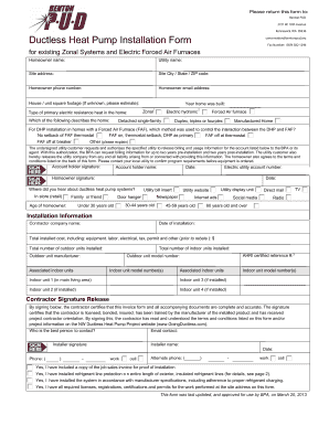 Ductless Heat Pump Installation Form