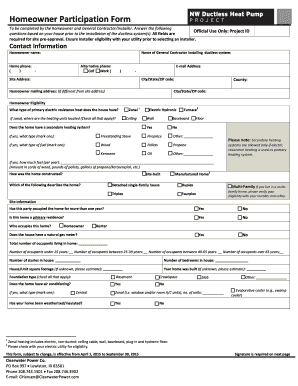 Homeowner Participation Form