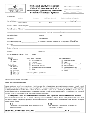 Hillsborough County Volunteer Application