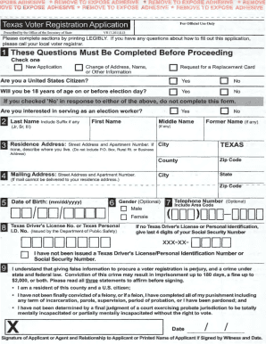 Texas Voter Registration Application