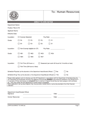 DIRECT TO HIRE NOTICE - co orange tx